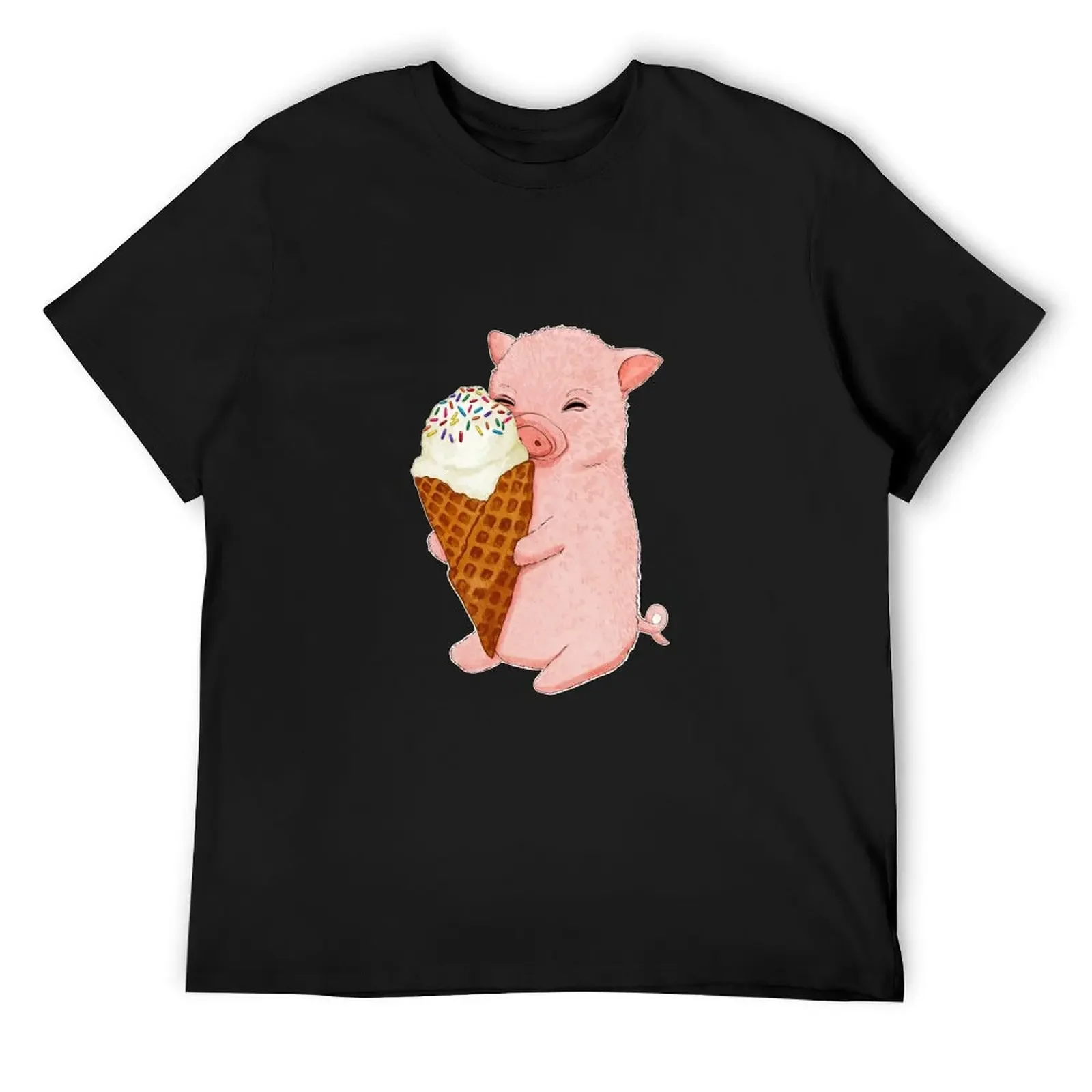 Baby Pig holding an Ice Cream T-Shirt boys whites plus size tops workout shirts for men