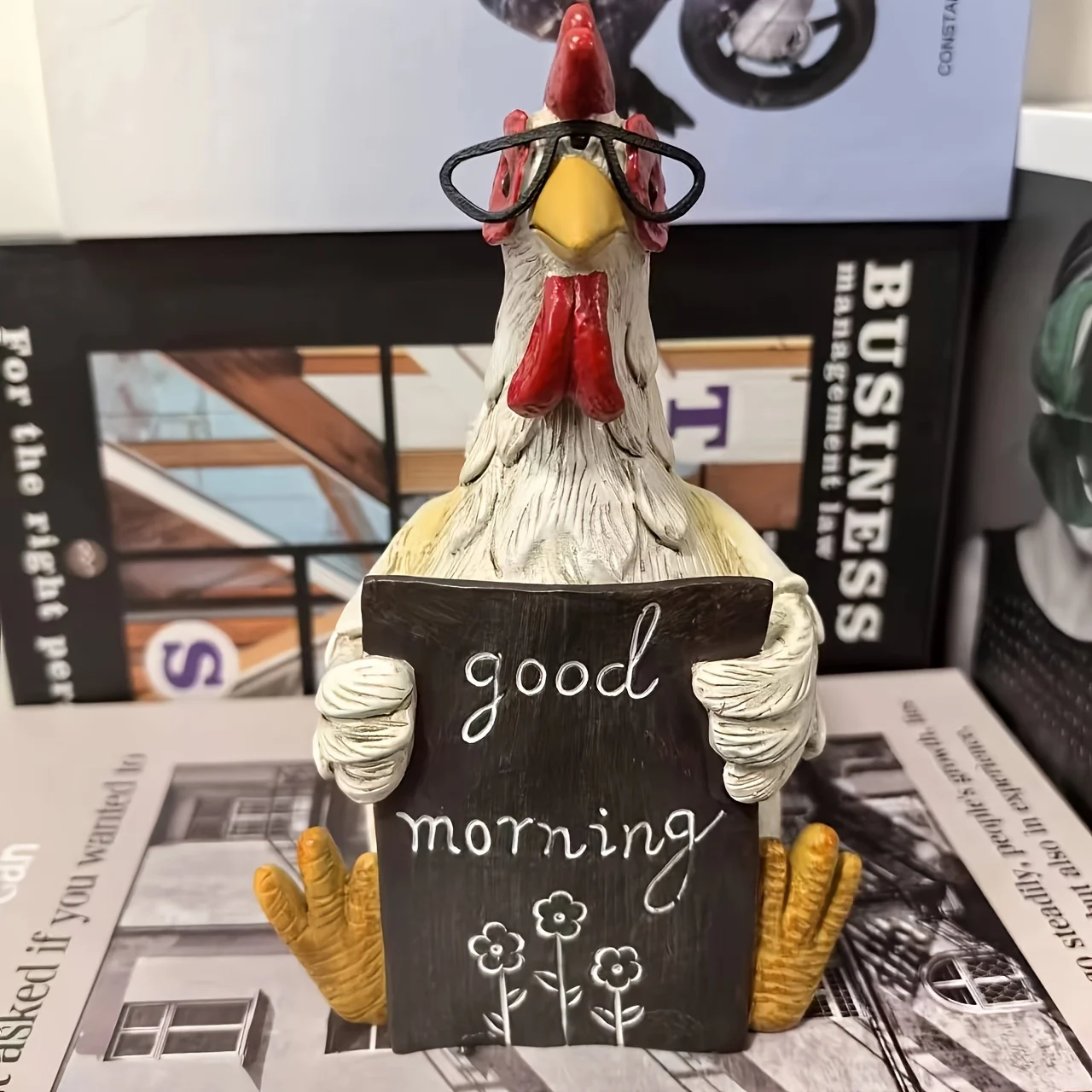 A Rustic Resin Sculpture Of Rooster And Hen, A 