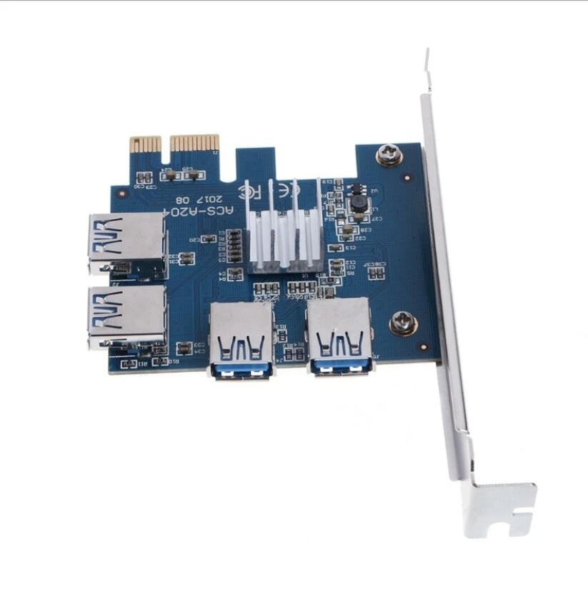 Pcie Riser Card Riser Board Riser 1 to 4 USB3.0 Converter Multiplier Expansion Card Adapter