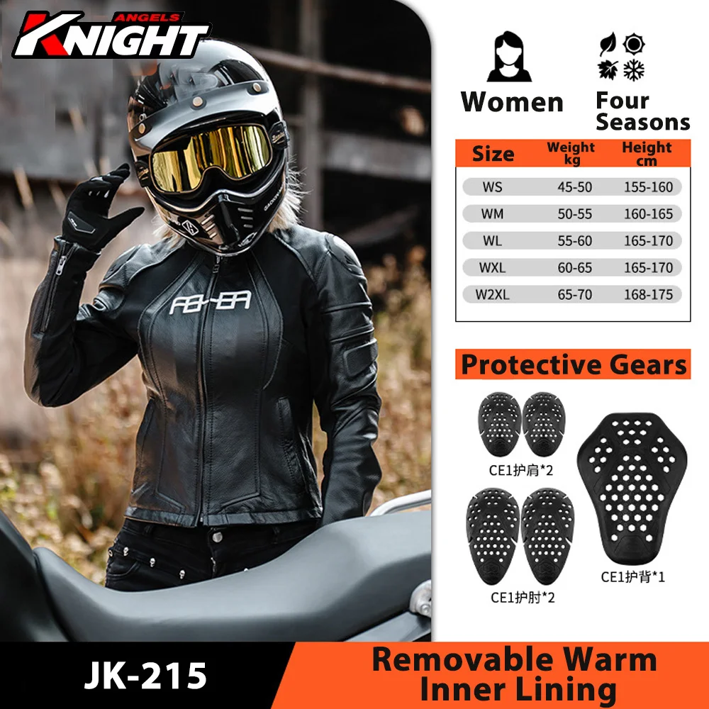 

Motorcycle Leather Jacket Women Jacket Motorcyclist Riding Outdoor Waterproof Clothing Comfortable Removable CE Protective Liner