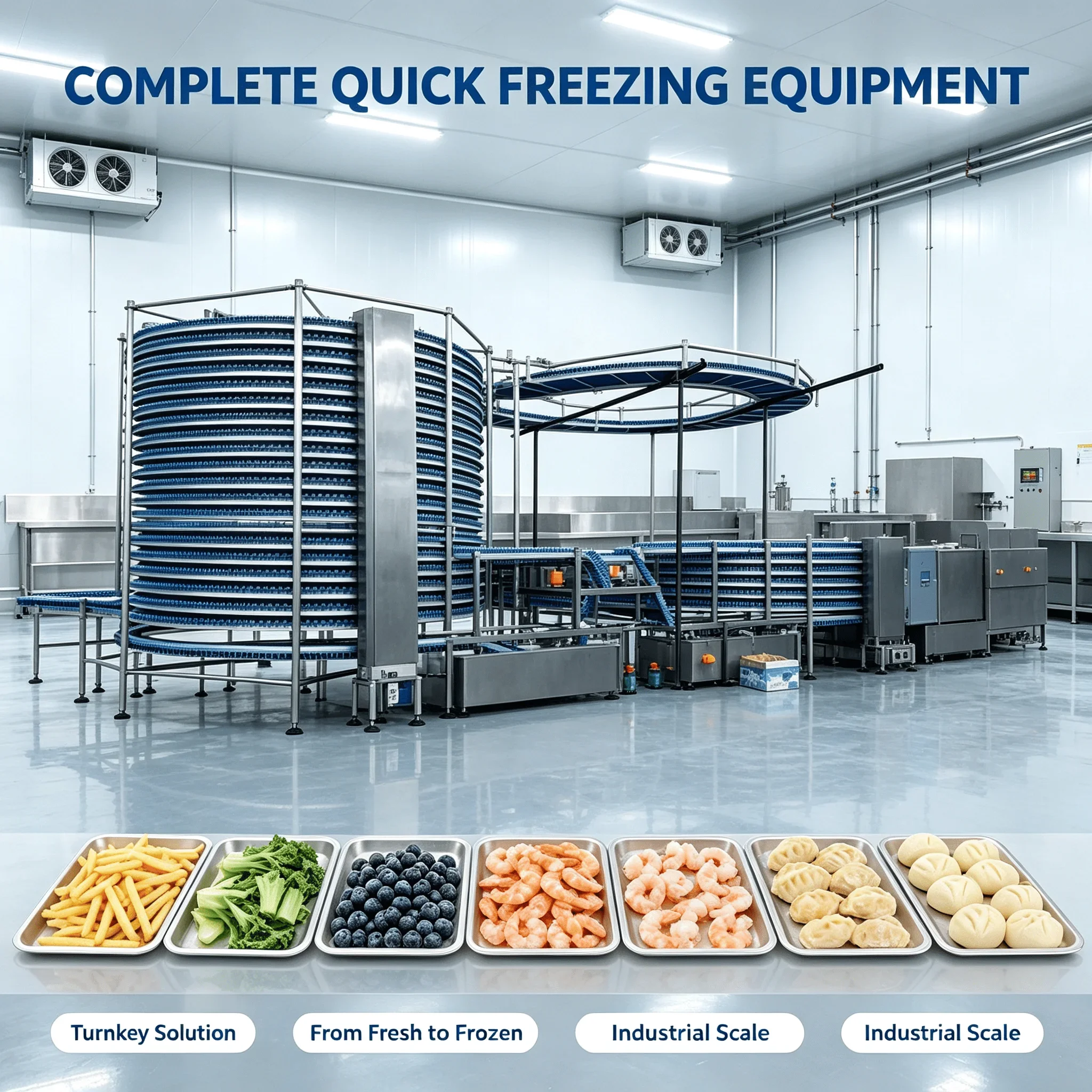 FL Spiral Freezer Double Spiral Conveyor Freezer Customized for Aquatic Seafood Quick Freezing Plant Customized