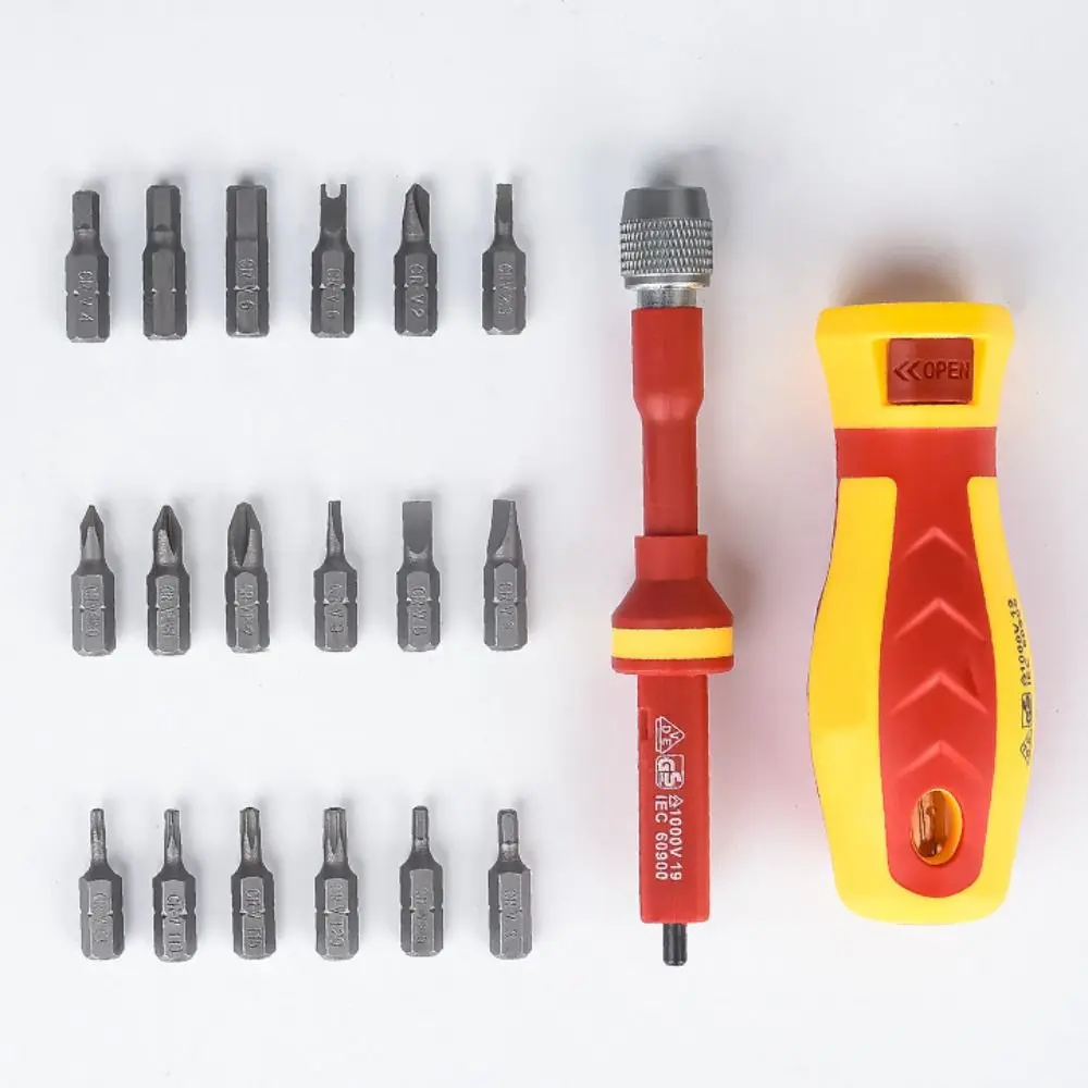 Electric Measuring 18-in-1 Screwdriver Replacement Magnetic Screwdrivers Bit Set Insulated Anti Slip Handle