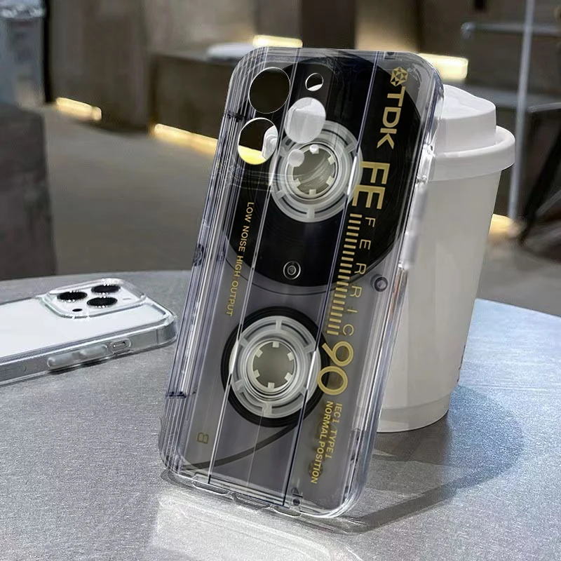 

For Xiaomi 14T Pro 13 12 11 Lite 5G 14 13 13T 12T Case Retro Creative Audio Tape Pattern Cover For Poco X5 X6 X7 F6 F7 M6 Fundas