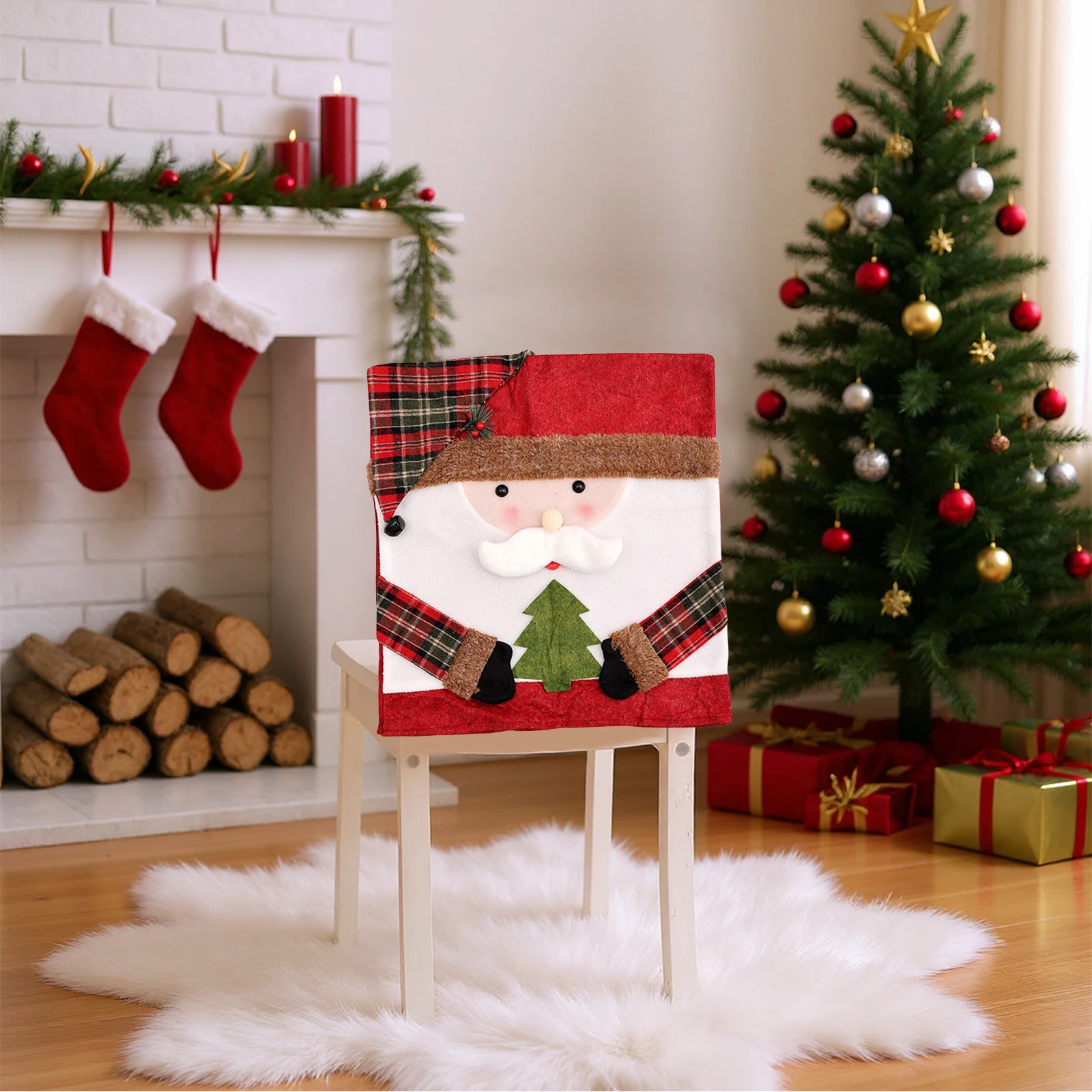 Christmas Chair Covers 21.26x18.9in Seat Covers Chair Slipcovers Protector for Holiday Gatherings Interior Decoration