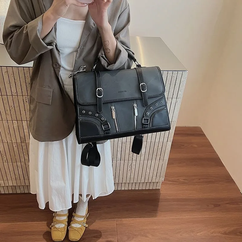 

Retro Multi-functional Backpack, New Popular Contrasting Color Shoulder Bag Women's Going Out Niche Temperament Handbag Simple