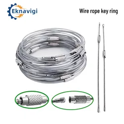 10PCS M1.5 304 Stainless Steel Wire Rope Key Ring Mountaineering Buckle Connection Rope