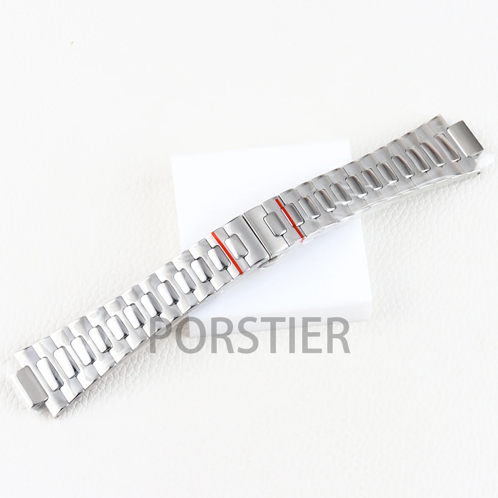 ارتفع الذهب/أسود/فضي 25 مللي متر حزام الساعات الصلبة 316L الفولاذ المقاوم للصدأ ل نوتيلوس NH35 NH36 NH38 ساعة سوار للطي مشبك