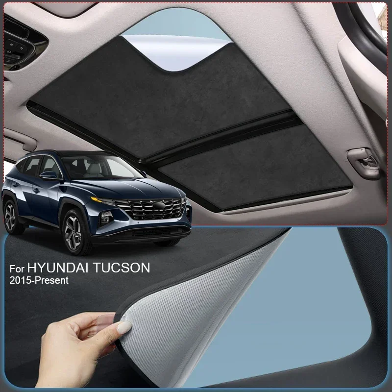 Car Suede Fabric Electrostatic Adsorption Sunroof Sunshade Auto Anti-UV Heat Insulation Skylight For HYUANDAI TUCSON 2015-2026