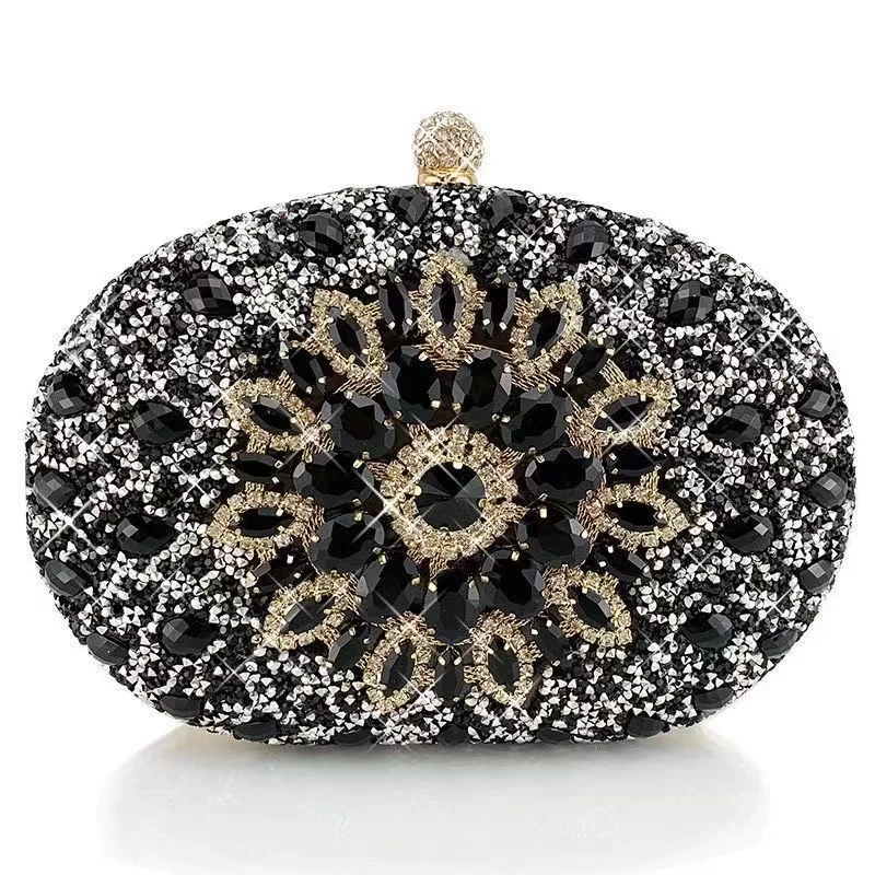 New Shell Bag Full Diamond Glitter Glass Set Diamond Bag Birthday Wedding Banquet Bag Fashion Clutch Bag Dinner Bag