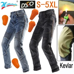 Pantalones vaqueros de aramida para hombre, ropa de protección para Motocross, color negro, Se pueden quitar los pantalones vaqueros anticaída para motociclista para las cuatro estaciones.