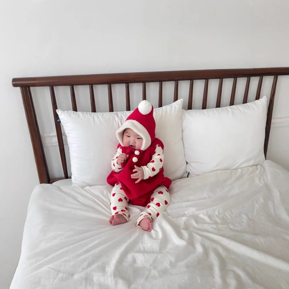 Christmas Newborn Baby Santa Claus Cute Romper Kids Cartoon Red Jumpsuit Pants Toddler Xmas Clothes Costume Set