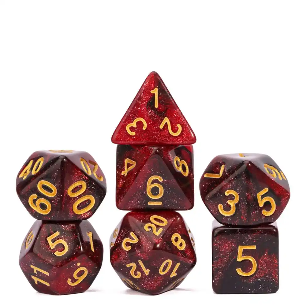 Poludie 7Pcs/Set Galaxy DND Dice Set with Glitter D4-D20 Polyhedral Dice for Dungeons and Dragon Role Playing Board Game D&D