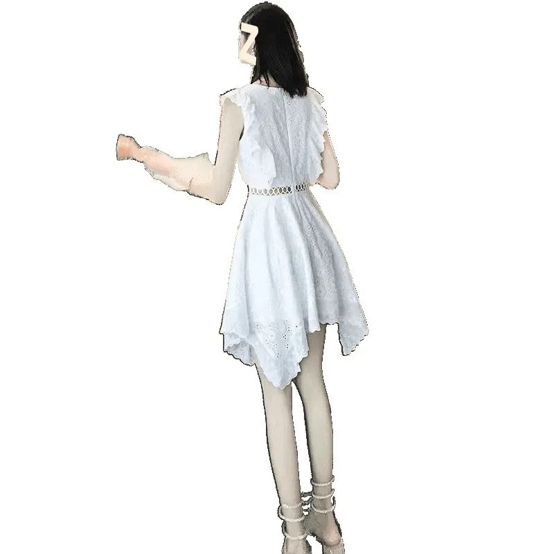 Damigella d'onore scavata irregolare Dr con ricamo in pizzo ort Sve Street Sle Gonna a trapezio in tessuto poliestere Vestibilità slim