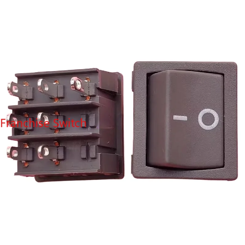 10PCS ship type rocker switch JS-606P 7 feet two gears gray 22X24mm 6A silver touchpoint