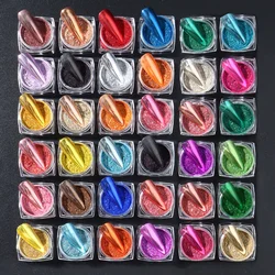 36 Box Super-Bright Metallic Mirror Nail Powder Set Y2K Chrome Pigment Flakes Fine Glitter Rubbing On Dust Manicure Decoration