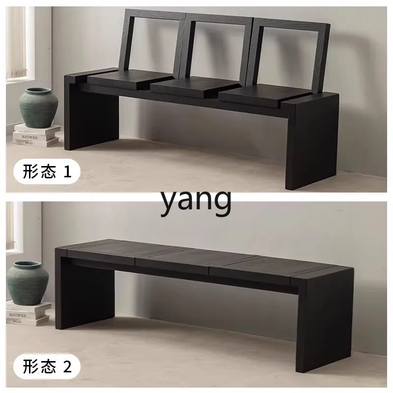 LMM home living room backrest bench light luxury retro bedroom bedside stool