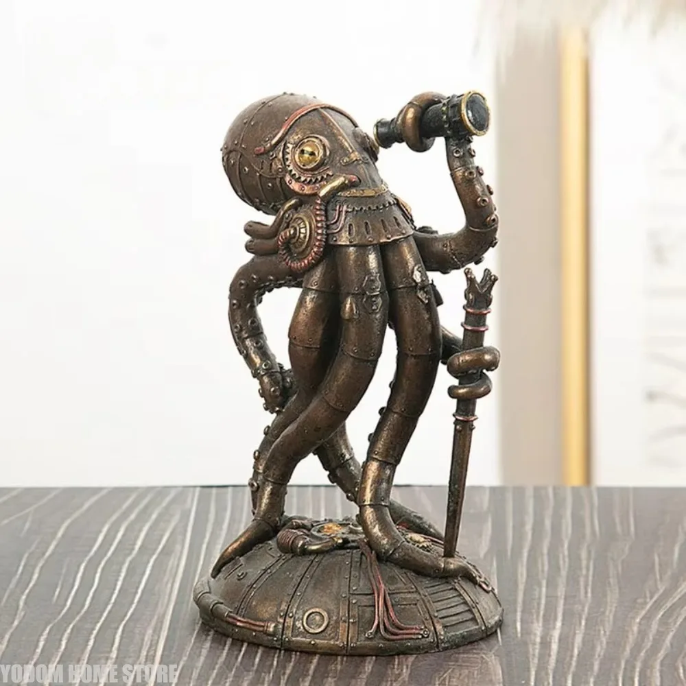 Figuras de Resina de Cthulhu Mecánico Viajero Estilo Steampunk, Simulación de Kraken Gigante Ladrón, Decoración para el Hogar y Sala de Estar