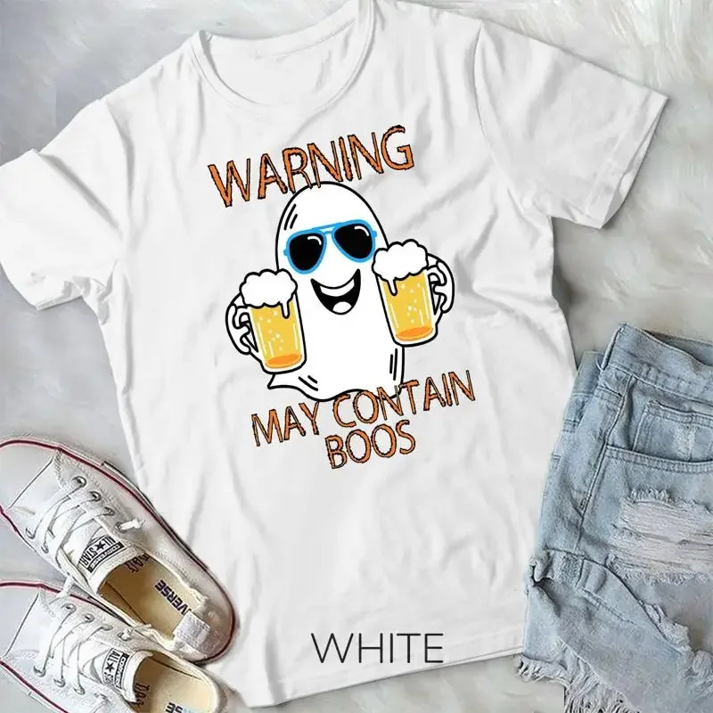 Warning May Contain Boos Mens Halloween Unisex T shirt