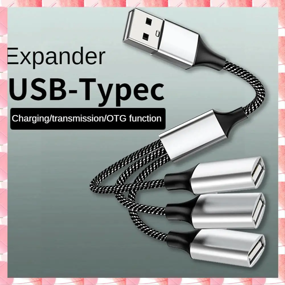JAJA 1 PCS USB To USB 2.0 Triple USB Port HUB OTG Adapter Cable USB Extension Splitter USB A To 3 USB