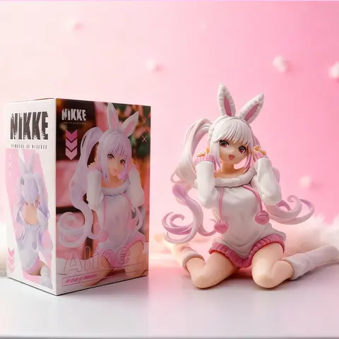 Anime figura kawaii coelho menina pijama desktop ornamento decoração bonito mangá presentes colecionáveis para fãs brinquedo modelo poseable