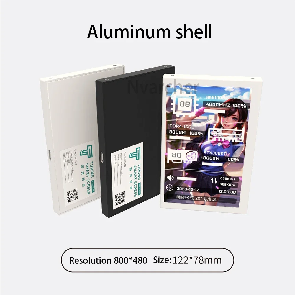 Nvarcher 5 Zoll 800*480 IPS LCD Monitor Display AIDA64 USB Vertikale Sub-Screen-Typ C Unterstützung Dynamische hintergrund Aluminium Shell