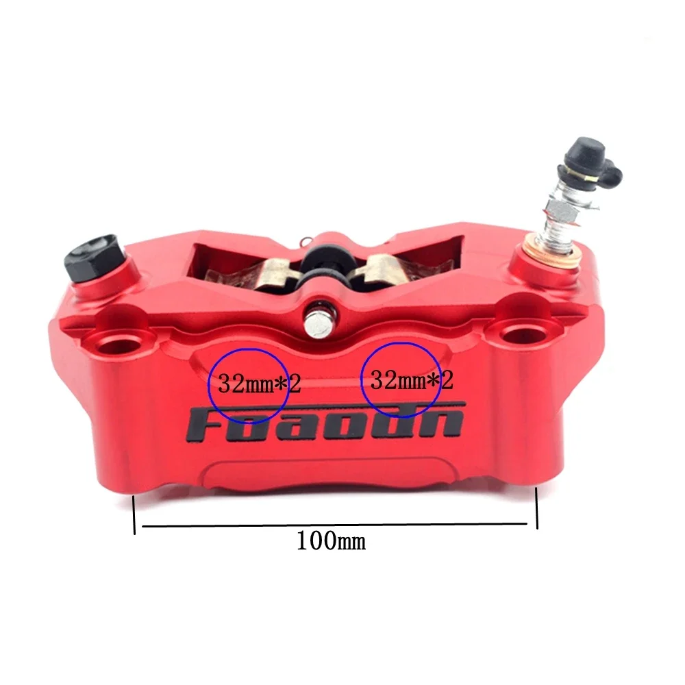 Motorcycle Front Brake Caliper 100mm Mounting 4-piston Radial Brake Pump Fit for Honda Suzuki Kawasaki Yamaha Aerox BWS RSZ N1S