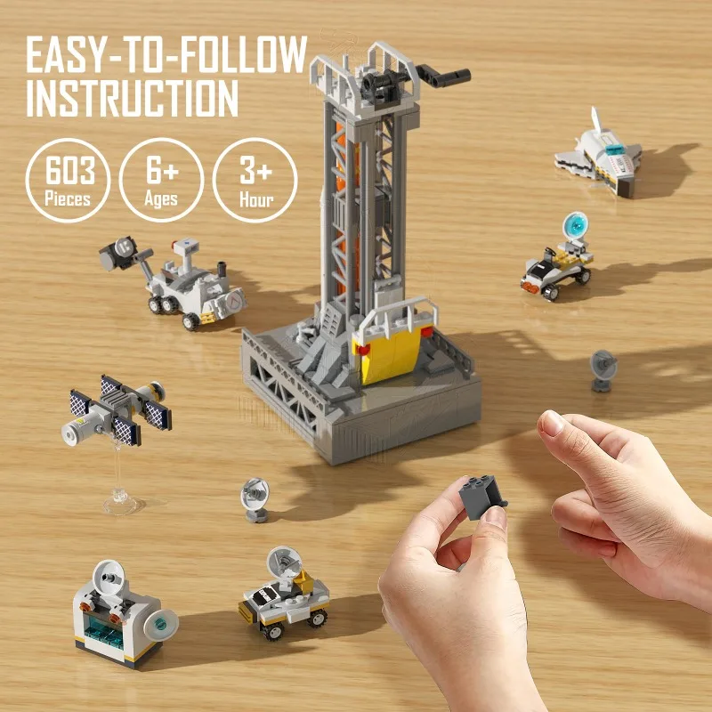 605pcs moc Raum Modell Serie Bausteine Montage kreative Raum Rakete Spiel Ziegel Spielzeug Weihnachts geschenk