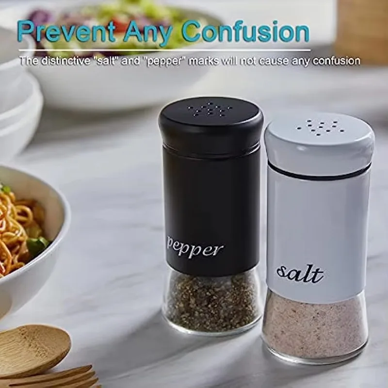 2Pc Salt and Pepper and Condiment Storage Container Shakers Set Cute Modern Farmhouse Kitchen Decor for Home Restaurants Wedding