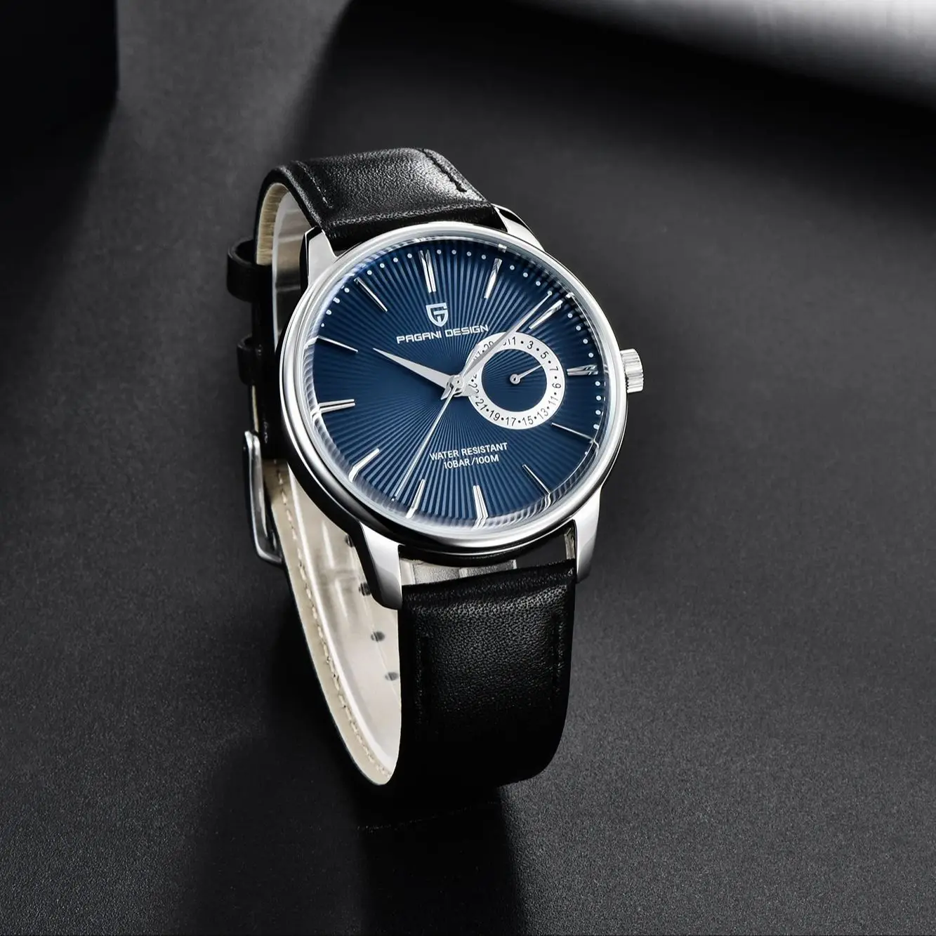 PAGANI DESIGN Men's Quartz Watch TMI VH65 Movement Genuine Leather Strap 100M Waterproof Luminous Luxury Business Wristwatch - view 3