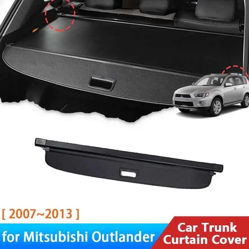 

For Mitsubishi Outlander 2 2007~2013 Accessories Rear Trunk Cargo Cover Curtain Mat Rack Curtain Retractable Shield Waterproof