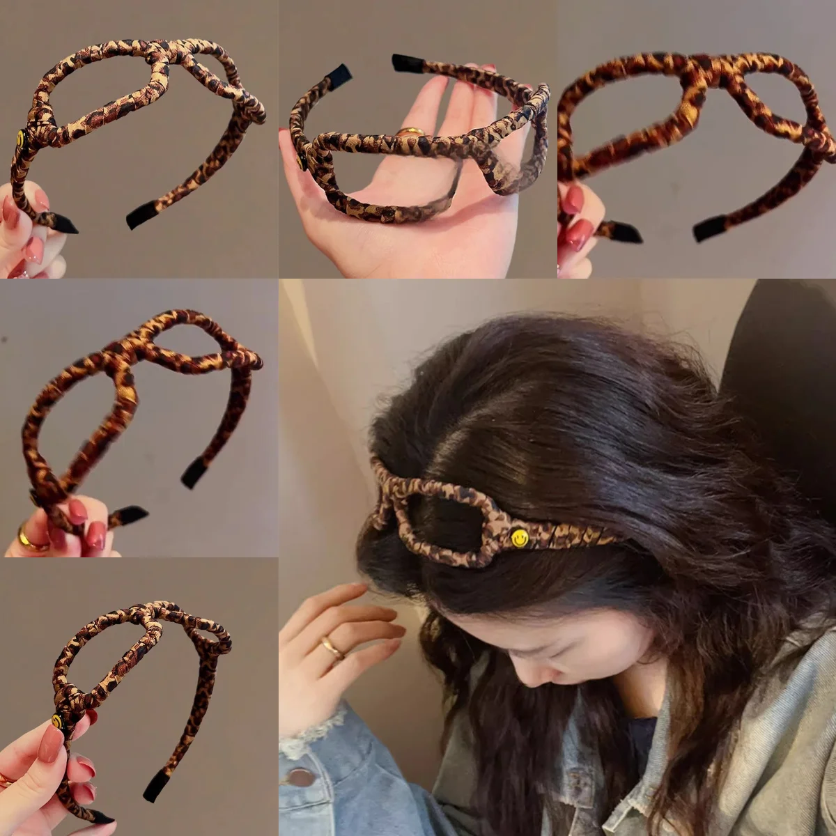 

Multi-Functional Glasses Shape Headband Leopard Print Dot Design Vintage Elegant for Women Daily Use Casual Accessories