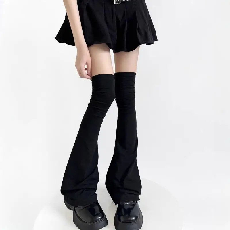 하라주쿠 서브컬쳐 그런지 플레어 레그 워머 양말 니하이 부츠 커버 스트리트웨어 Y2K 스위트 로리타 혼 하이 튜브 양말