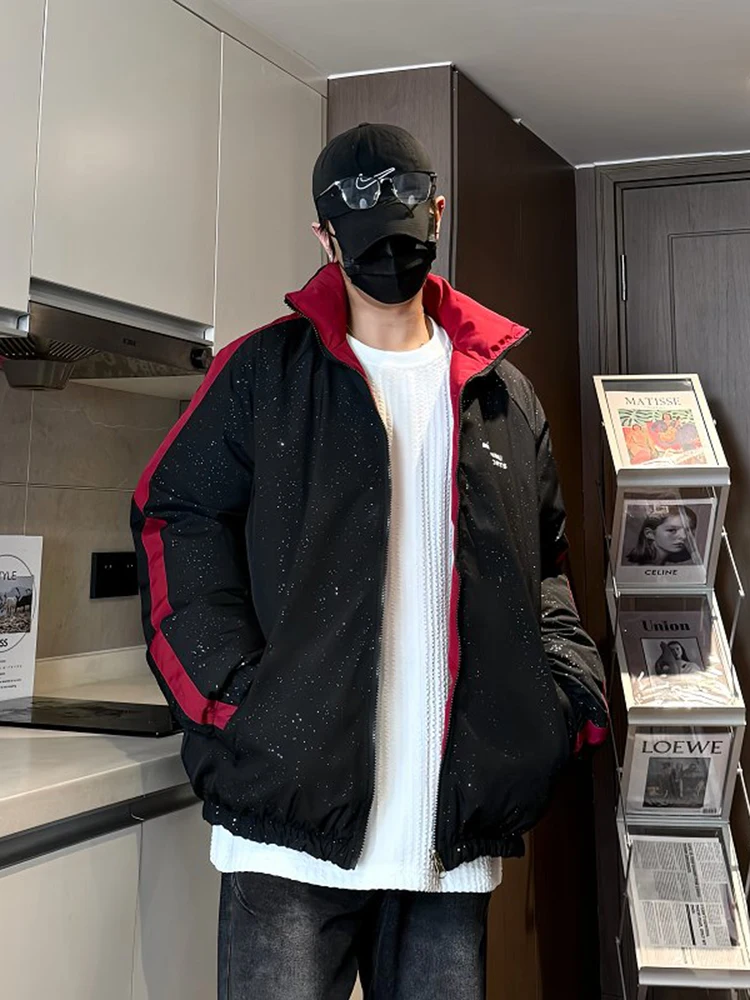 

Мужская повседневная куртка свободного кроя с двусторонним использованием, с капюшоном, молодежная, хлопковая, утепленная, с воротником-стойкой, для подростков