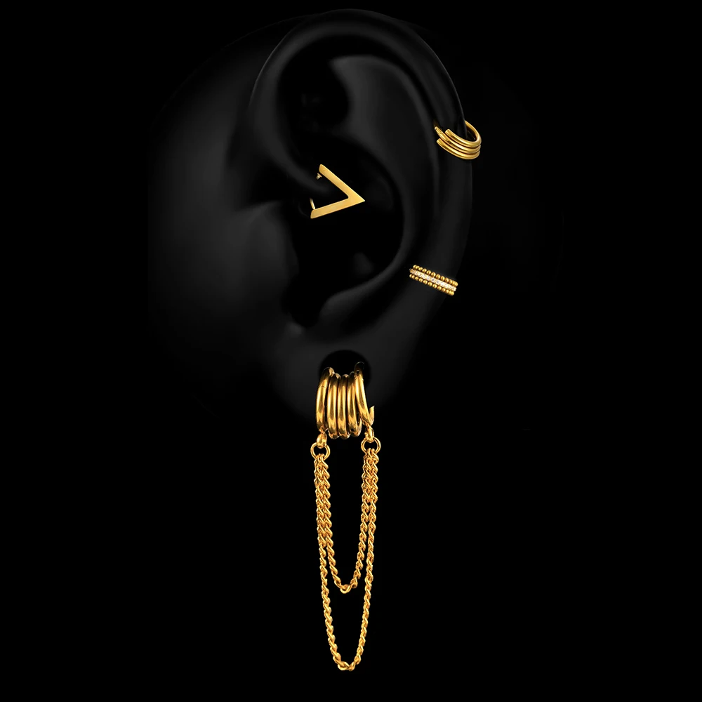 Casvort 316L Edelstahl Mode Set Piercing Frauen Körper Schmuck Hoop Tragus Clicker Ringe Knorpel Helix Ohrringe Neue – Detail 8