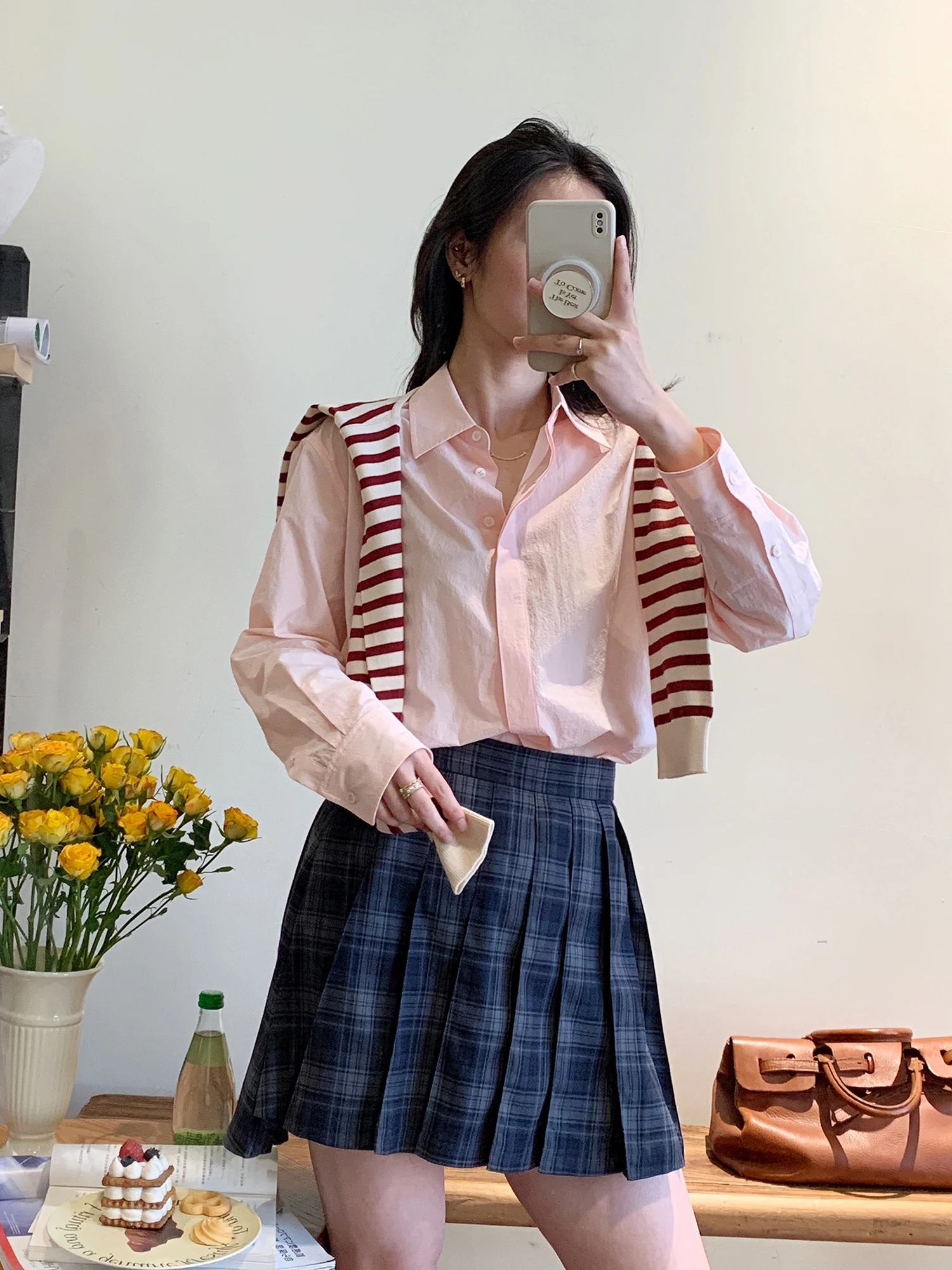 

Black Label Supima Cotton Silk Feeling Smooth Cool Fashionable Women's Casual Style Long Sleeve Shirt Plant Floral Pattern