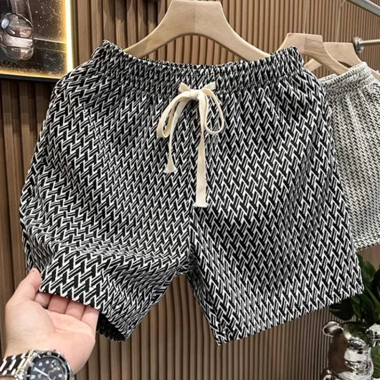 

Летние повседневные свободные мужские orts Preppy Sle Four-Five Inch со средней талией, прямая тонкая ткань с рисунком, легкий уход