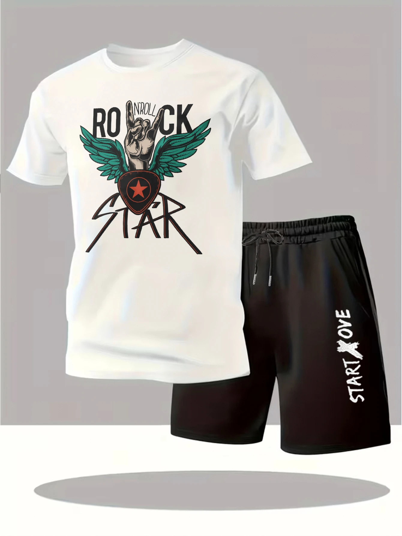 

Мужские комплекты 2025: Новинка! Модный мужской спортивный костюм с графическим принтом, комплект из футболки с коротким рукавом и шорт, спортивный костюм с принтом.