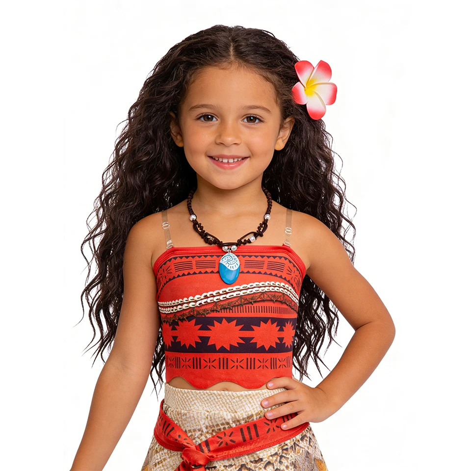 Brave Adventure Polynesian Princess Moana Girls Outfit Halloween Cosplay Birthday Party Children's Costume Festival Kids Clothes view 2