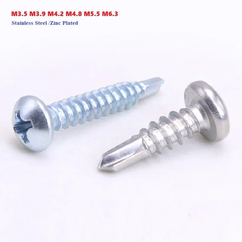 Round Head Self Drilling Screw 304/410 Stainless Steel Zinc Plated Hardiflex Screw M3.5 M3.9 M4.2 M4.8 M5.5 M6.3