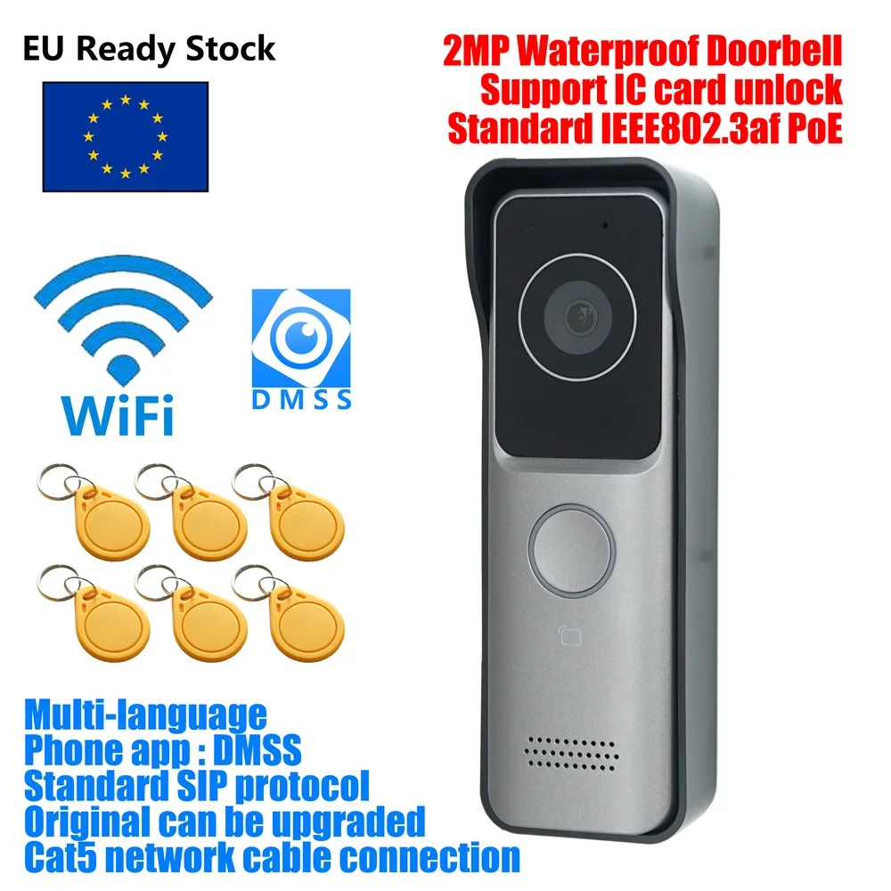 DH Multi-language VTO2311R-WP 802.3af PoE IP Villa Wi-Fi Doorbell,Video intercom,IP Door Phone,P2P Cloud,Door Station