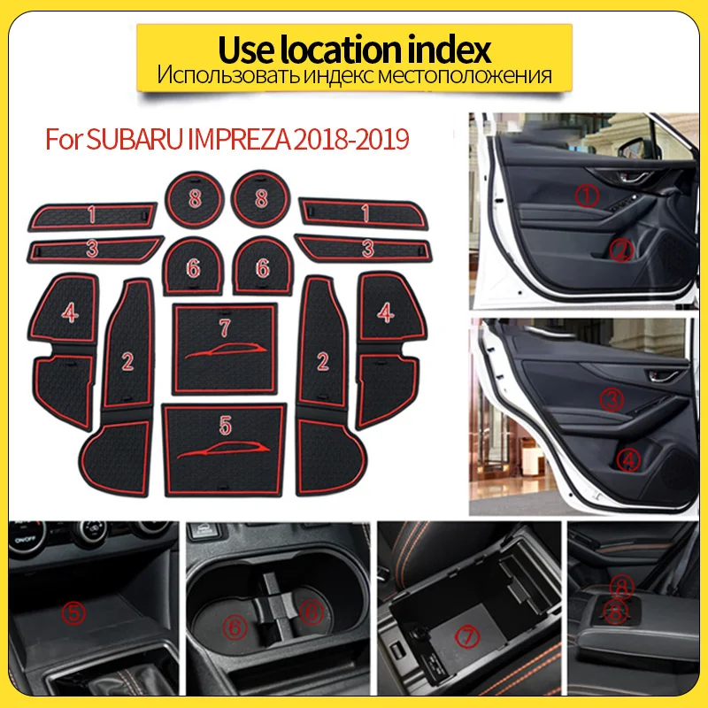 Car Door Slot Gasket For SUBARU IMPREZA 2018-2019 Silicone Anti-dirty Water Proof  Tools Non-slip Coaster Interior Accessories