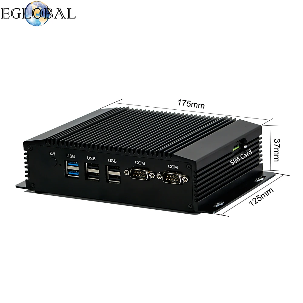 EGLOBAL 듀얼 COM 듀얼 LAN 팬리스 미니 PC, 인텔 셀러론 N3520, USB 와이파이, HDMI VGA 산업용 PC, 데스크탑 컴퓨터, 윈도우 리눅스 PC