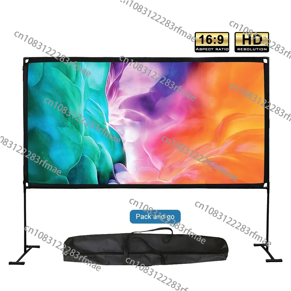 

100 120-дюймовый портативный экран для проектора 3D 4K, пленка для кемпинга, занавеска HD 16:9, уличная напольная подставка, экран для проектора