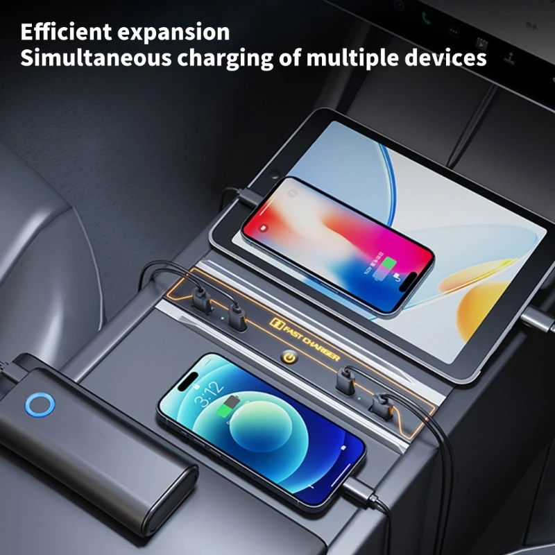 

Retractable USB Charging Hub Multiple Port Charging Station for Car