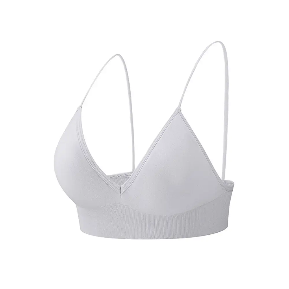 

Breathable Boneless Push Up Triangle Cup Fitness Yoga Top Deep V Bralettes Sports Bra Women Crop Top