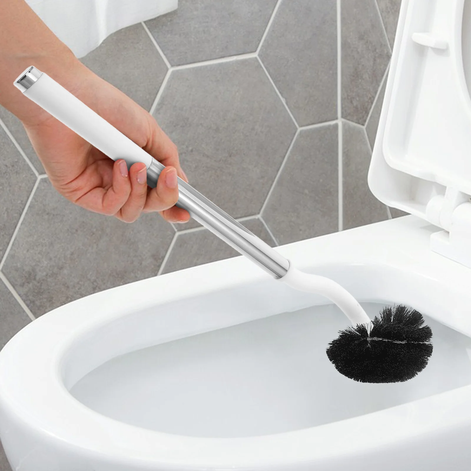 

1Set Golf Toilet Brush Curved Bristle Scrubber Long Handle Bathroom Cleaning Tool Deep Cleaning Toilet Bowl Brush Holder Set