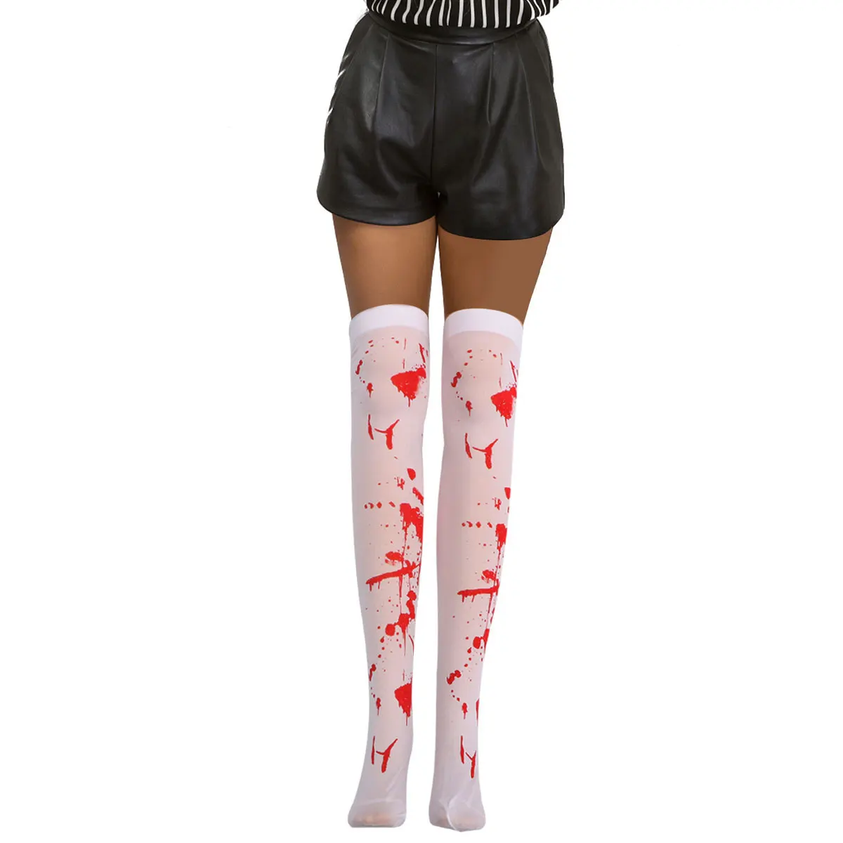 

1Pair Over-Knee Socks Horror Pattern Long Stockings Women Girls Soft Comfortable Stretchable Fit Fully Displayed Print