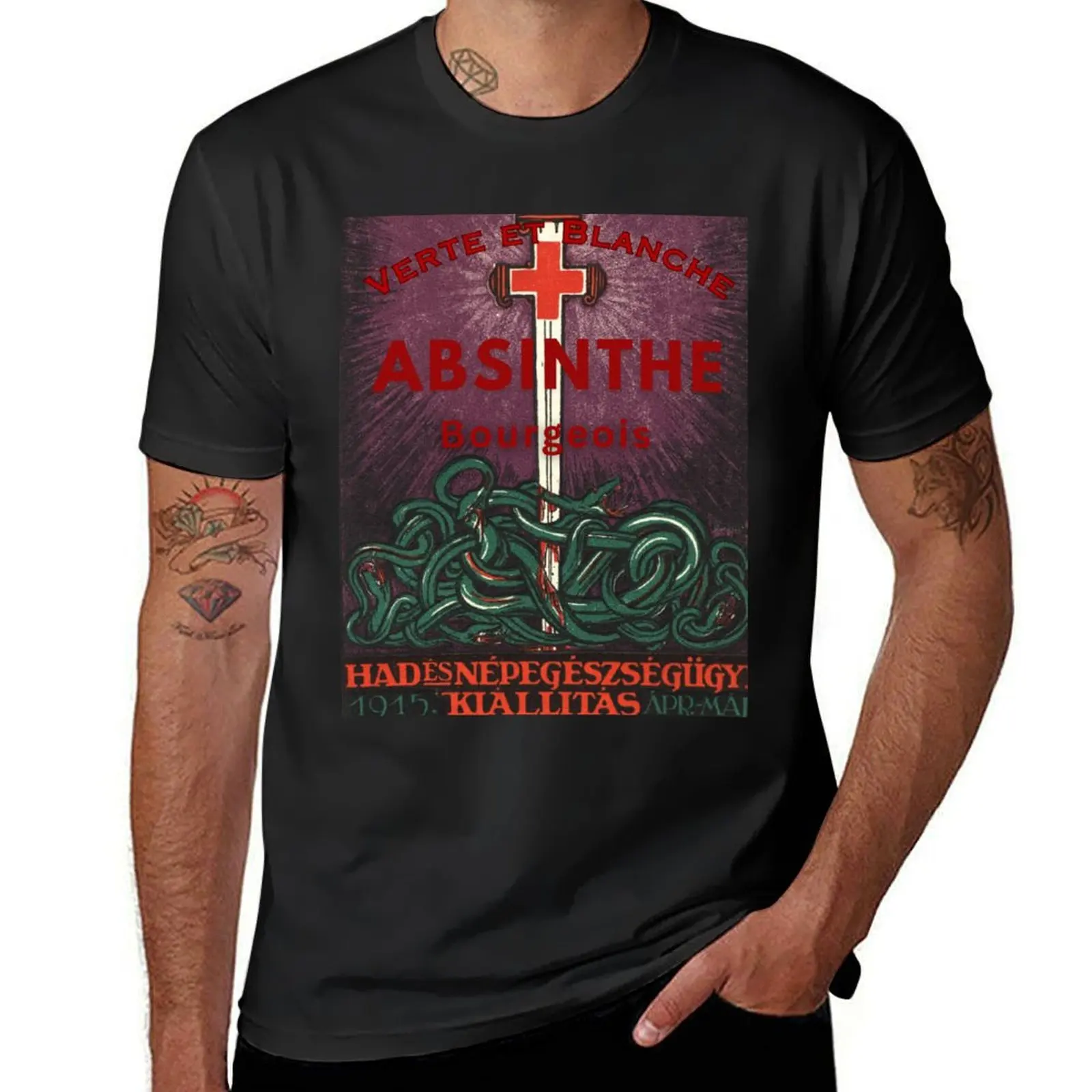 Vintage Marque Deposee Absinthe Bourgeois Lithograph Wall Art T-Shirt anime new edition t shirts for men pack