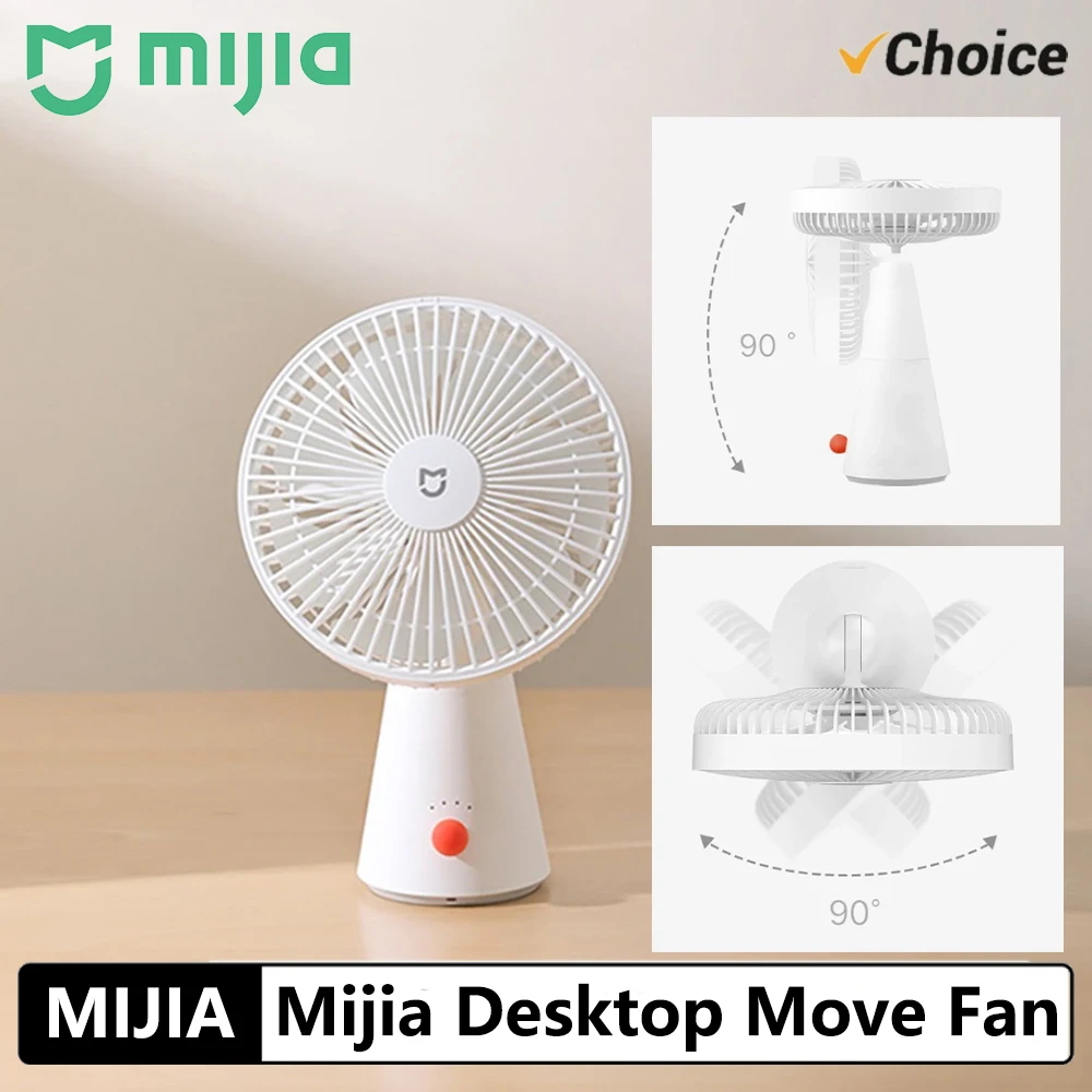 MIJIA Portable Desk Fan USB Rechargeable Handheld Mini Electric Fans Cordless Air Cooling Small Fan 4 Gears Speed ChineseVersion