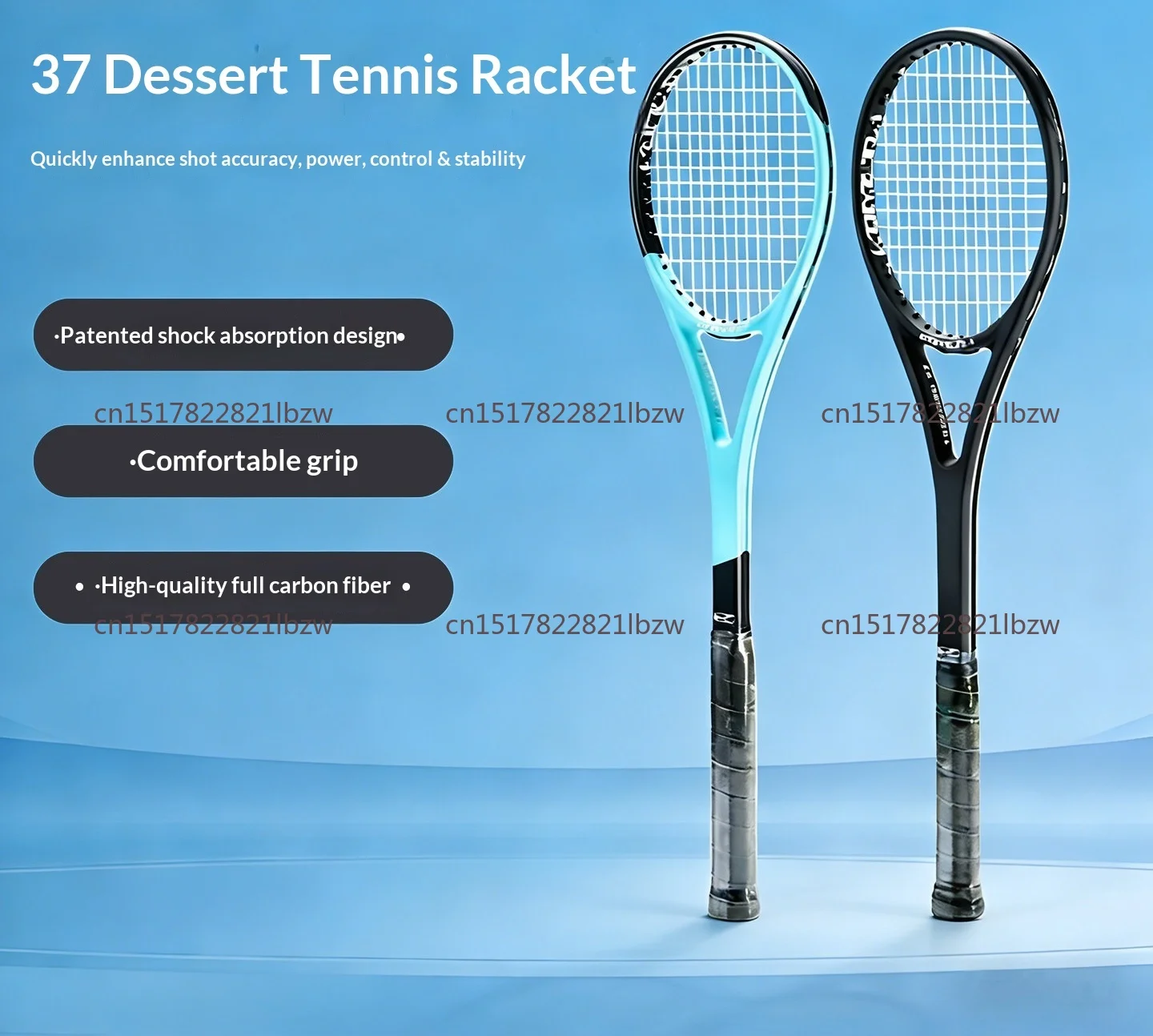 Professional Carbon Fiber Tennis Racket 37 Sweet Spot Large Face Single Player Training Improve Hit Accuracy for Adult Beginner